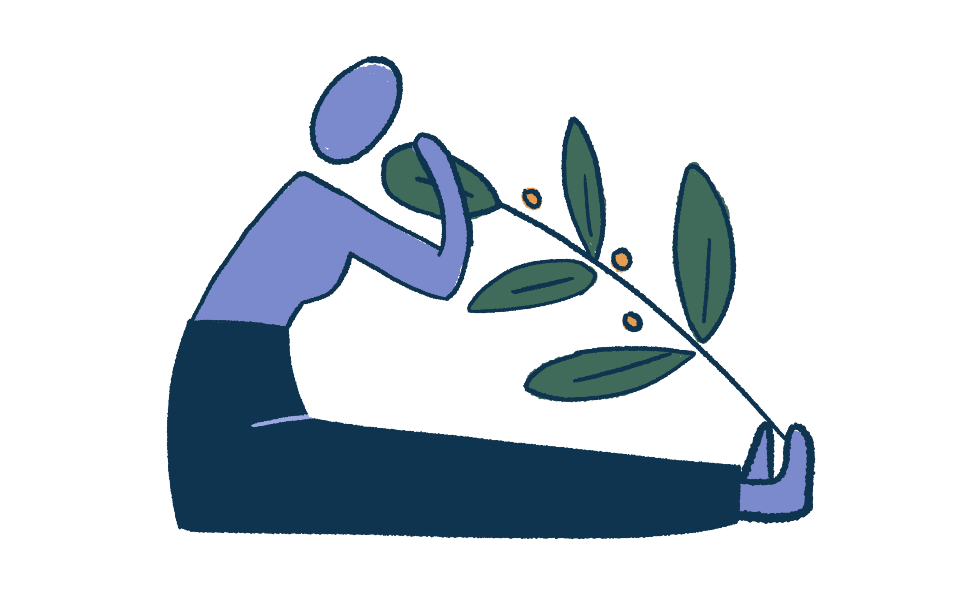 A figure seated as leaves grow around them