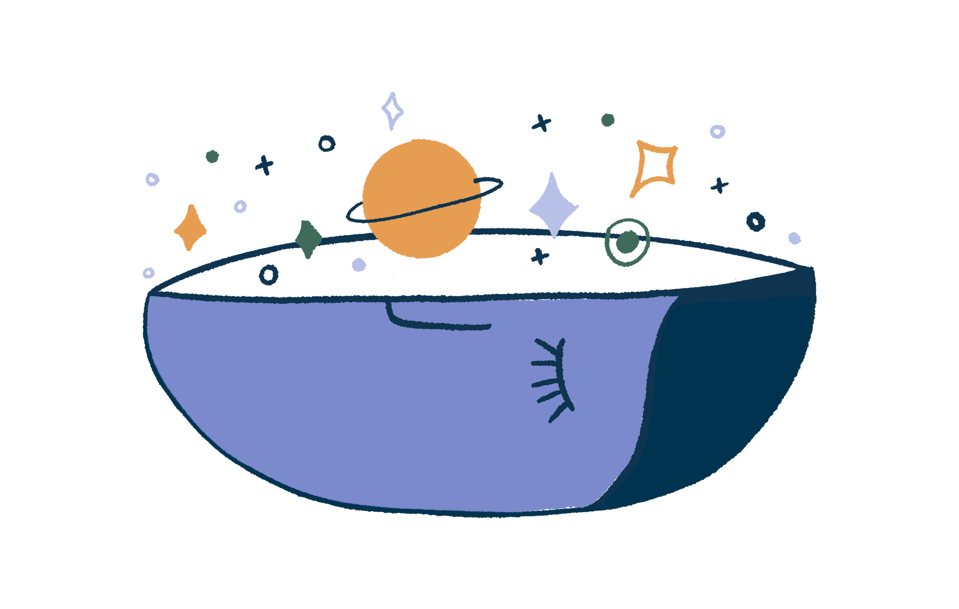A vessel holding a calm night sky